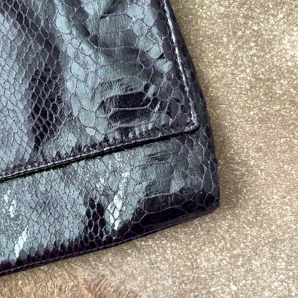 Saks Fifth Ave Snake Python Fold Over Clutch - image 2